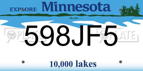 598JF5 Minnesota License Plate