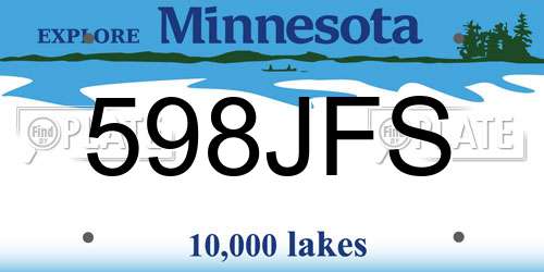 598JFS Minnesota License Plate