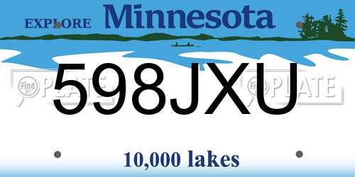 598JXU Minnesota License Plate