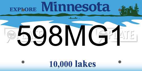 598MG1 Minnesota License Plate