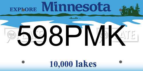 598PMK Minnesota License Plate