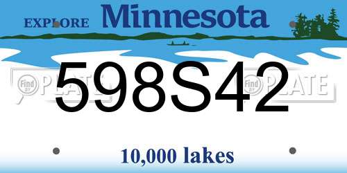 598S42 Minnesota License Plate
