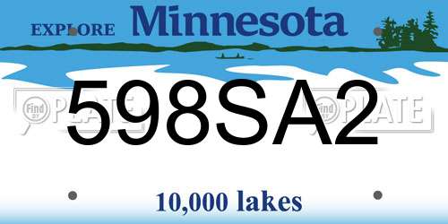 598SA2 Minnesota License Plate