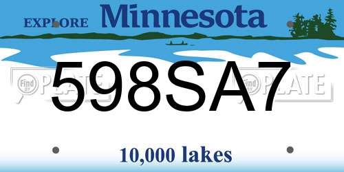 598SA7 Minnesota License Plate