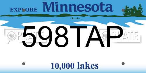 598TAP Minnesota License Plate