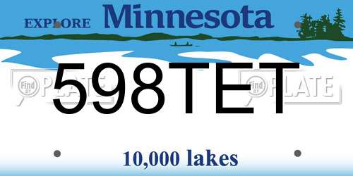 598TET Minnesota License Plate