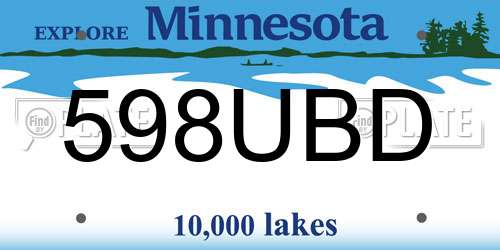 598UBD Minnesota License Plate