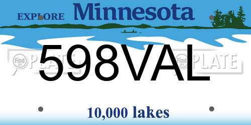 598VAL Minnesota License Plate