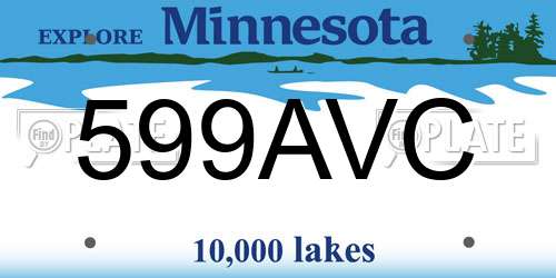 599AVC Minnesota License Plate