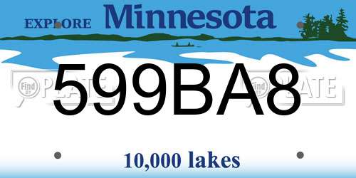 599BA8 Minnesota License Plate