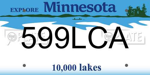 599LCA Minnesota License Plate