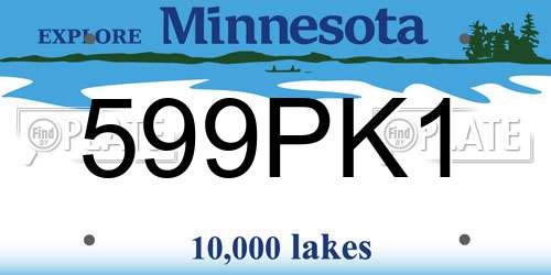 599PK1 Minnesota License Plate