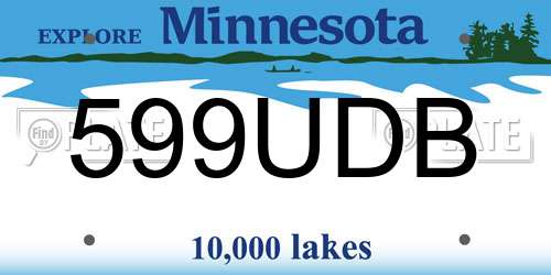 599UDB Minnesota License Plate