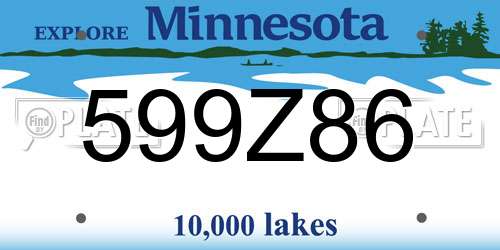 599Z86 Minnesota License Plate