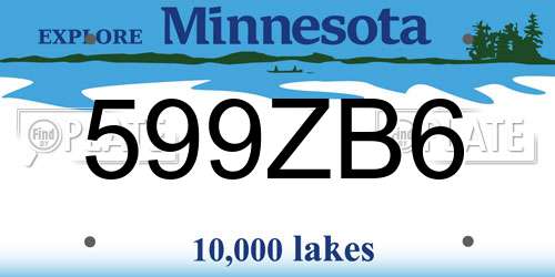 599ZB6 Minnesota License Plate