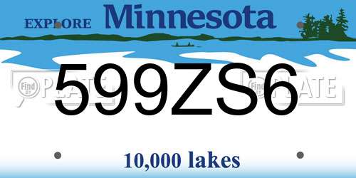 599ZS6 Minnesota License Plate