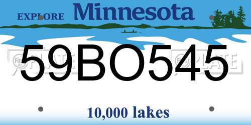 59BO545 Minnesota License Plate