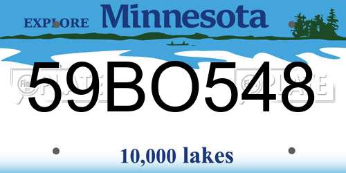 59BO548 Minnesota License Plate