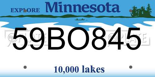 59BO845 Minnesota License Plate