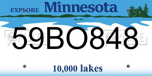 59BO848 Minnesota License Plate