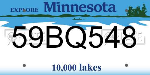 59BQ548 Minnesota License Plate