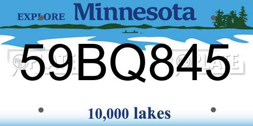 59BQ845 Minnesota License Plate