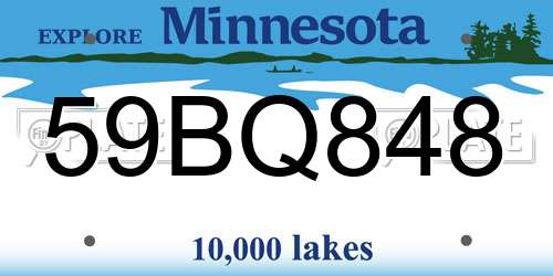 59BQ848 Minnesota License Plate
