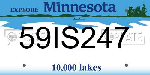59IS247 Minnesota License Plate