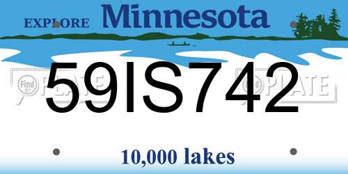 59IS742 Minnesota License Plate