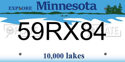 59RX84 Minnesota License Plate