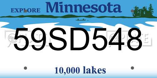 59SD548 Minnesota License Plate