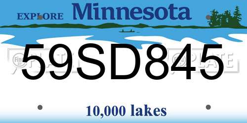 59SD845 Minnesota License Plate