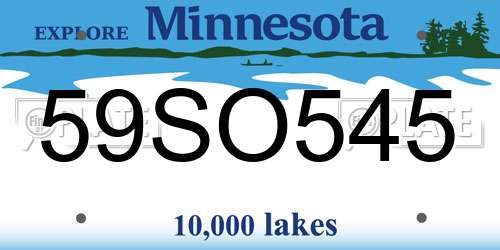 59SO545 Minnesota License Plate