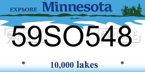 59SO548 Minnesota License Plate
