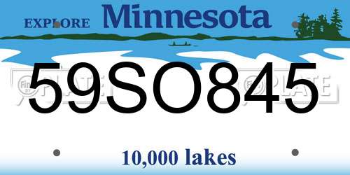 59SO845 Minnesota License Plate