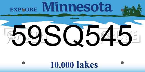 59SQ545 Minnesota License Plate