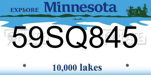 59SQ845 Minnesota License Plate