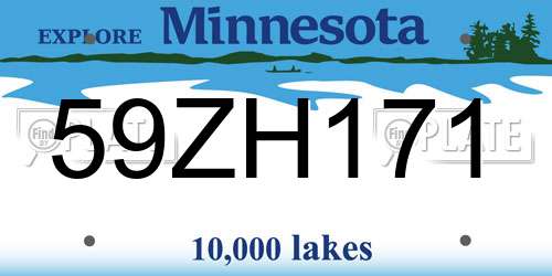 59ZH171 Minnesota License Plate