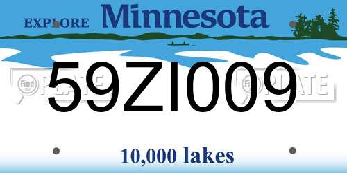 59ZI009 Minnesota License Plate