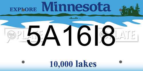 5A16I8 Minnesota License Plate