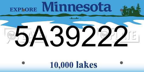 5A39222 Minnesota License Plate