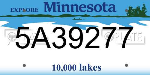 5A39277 Minnesota License Plate