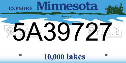 5A39727 Minnesota License Plate