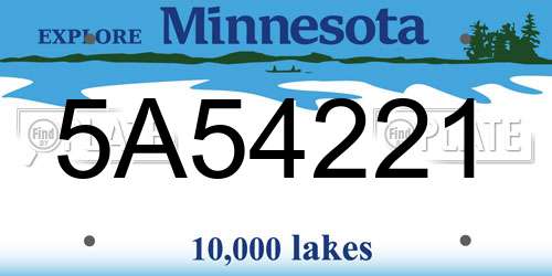 5A54221 Minnesota License Plate