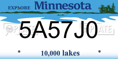 5A57J0 Minnesota License Plate
