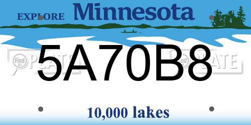 5A70B8 Minnesota License Plate