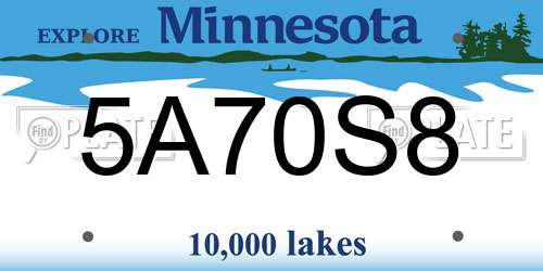5A70S8 Minnesota License Plate
