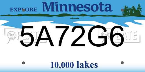 5A72G6 Minnesota License Plate