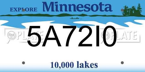 5A72I0 Minnesota License Plate