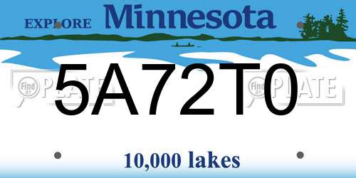 5A72T0 Minnesota License Plate